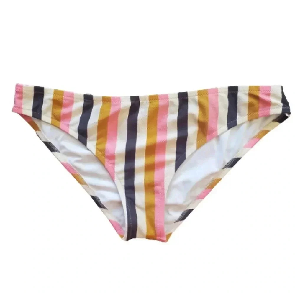 Shade & Shore tan and pink striped bikini bottom Size Large